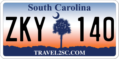 SC license plate ZKY140