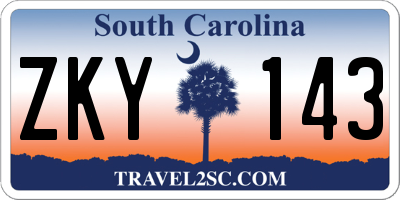 SC license plate ZKY143