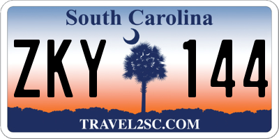 SC license plate ZKY144