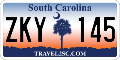 SC license plate ZKY145