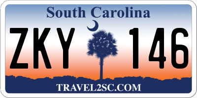 SC license plate ZKY146