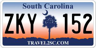 SC license plate ZKY152