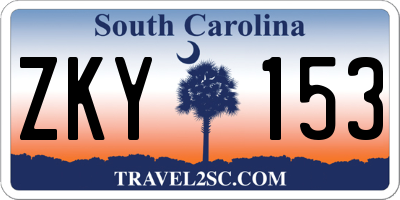 SC license plate ZKY153