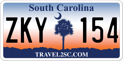 SC license plate ZKY154