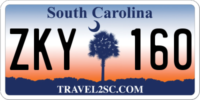 SC license plate ZKY160