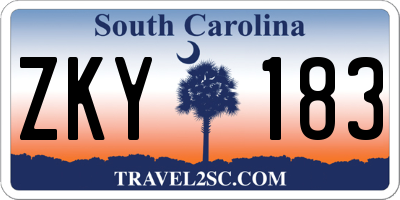 SC license plate ZKY183