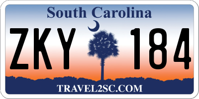 SC license plate ZKY184