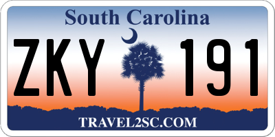 SC license plate ZKY191