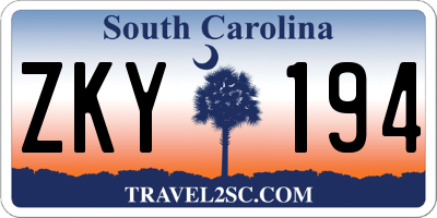 SC license plate ZKY194