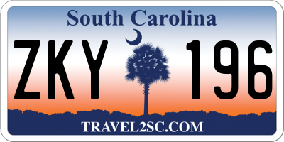 SC license plate ZKY196