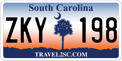 SC license plate ZKY198