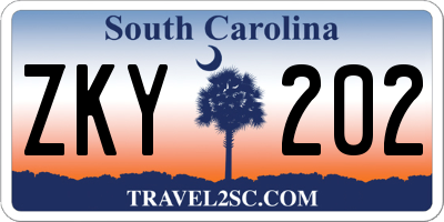SC license plate ZKY202