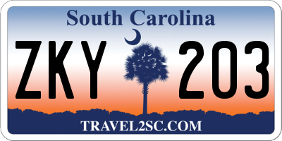 SC license plate ZKY203