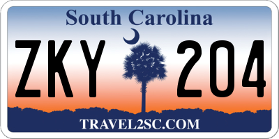 SC license plate ZKY204