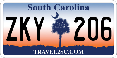 SC license plate ZKY206