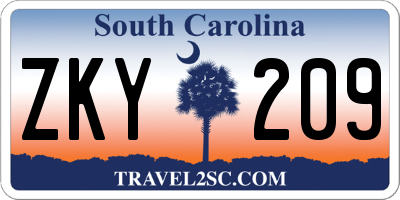 SC license plate ZKY209