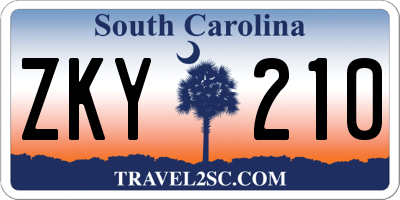 SC license plate ZKY210