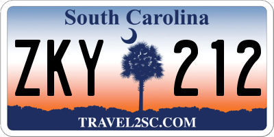 SC license plate ZKY212