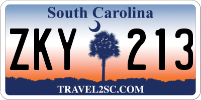 SC license plate ZKY213