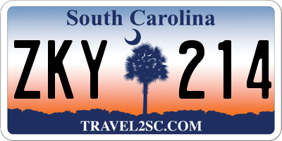 SC license plate ZKY214