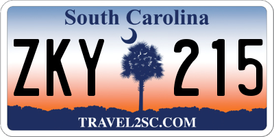 SC license plate ZKY215
