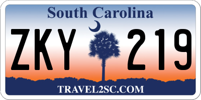SC license plate ZKY219