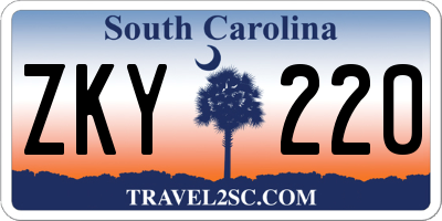 SC license plate ZKY220