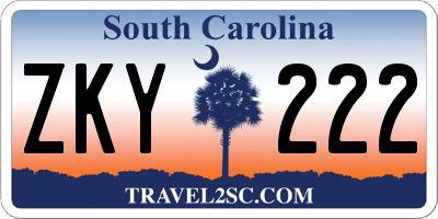 SC license plate ZKY222