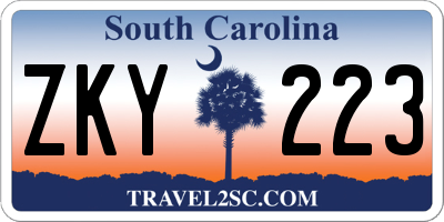 SC license plate ZKY223