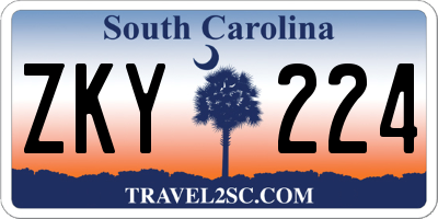 SC license plate ZKY224