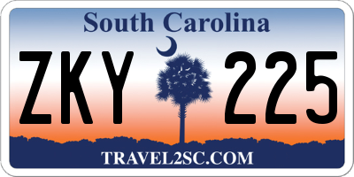 SC license plate ZKY225