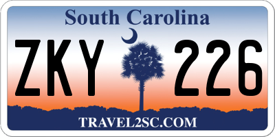 SC license plate ZKY226