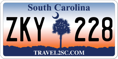 SC license plate ZKY228