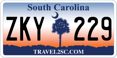 SC license plate ZKY229