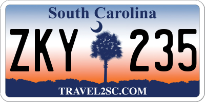 SC license plate ZKY235