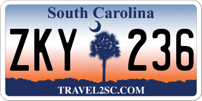 SC license plate ZKY236