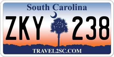 SC license plate ZKY238