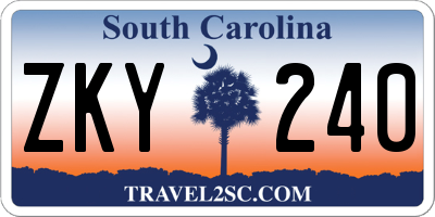 SC license plate ZKY240