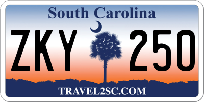 SC license plate ZKY250