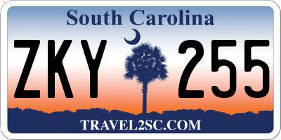 SC license plate ZKY255