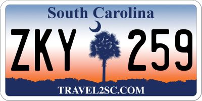 SC license plate ZKY259