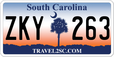 SC license plate ZKY263