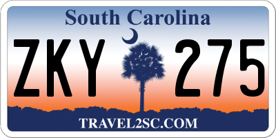 SC license plate ZKY275