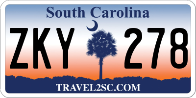 SC license plate ZKY278