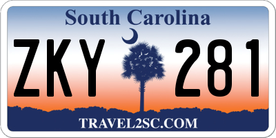 SC license plate ZKY281