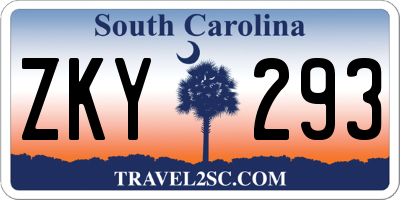 SC license plate ZKY293