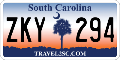 SC license plate ZKY294