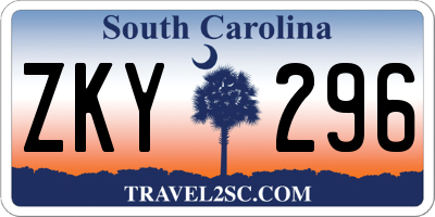 SC license plate ZKY296