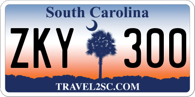 SC license plate ZKY300
