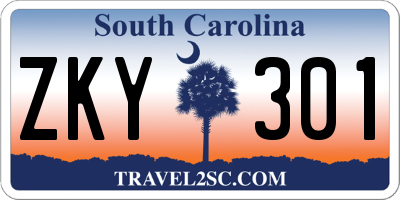 SC license plate ZKY301